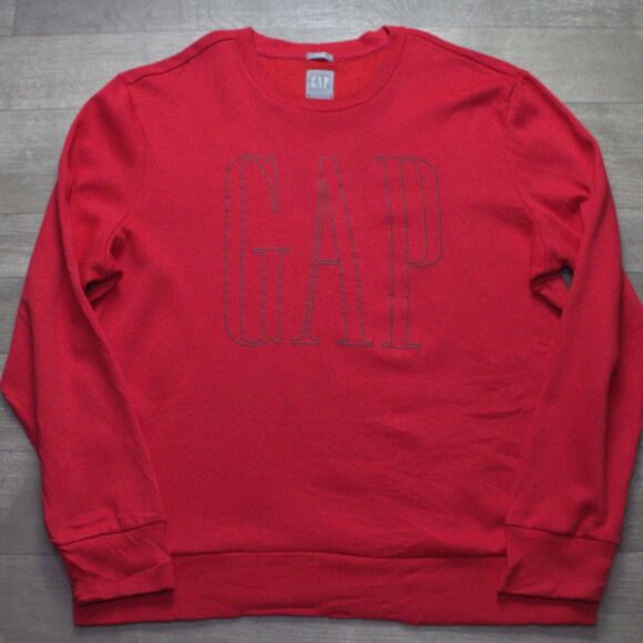 Vintage Gap Sweats Sweatshirt Mens Large Red Spell Out Logo Silver Tag 90s EUC - Picture 2 of 4